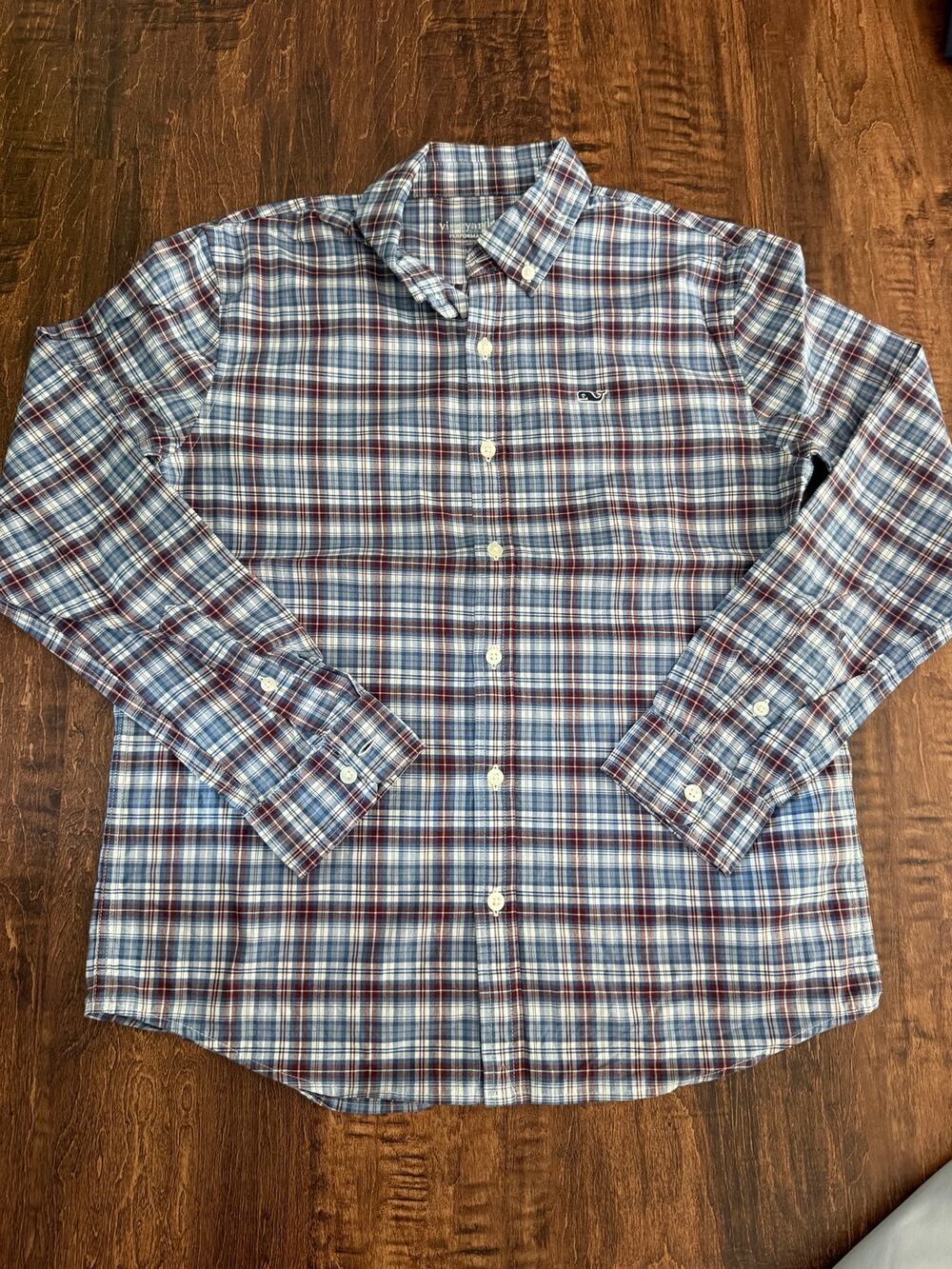 Vineyard vines performance cotton long sleeve polo boys medium 12-14